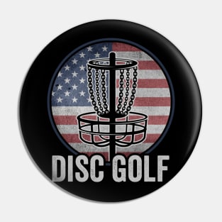 Funny Disc Golf Player USA American Flag Pin