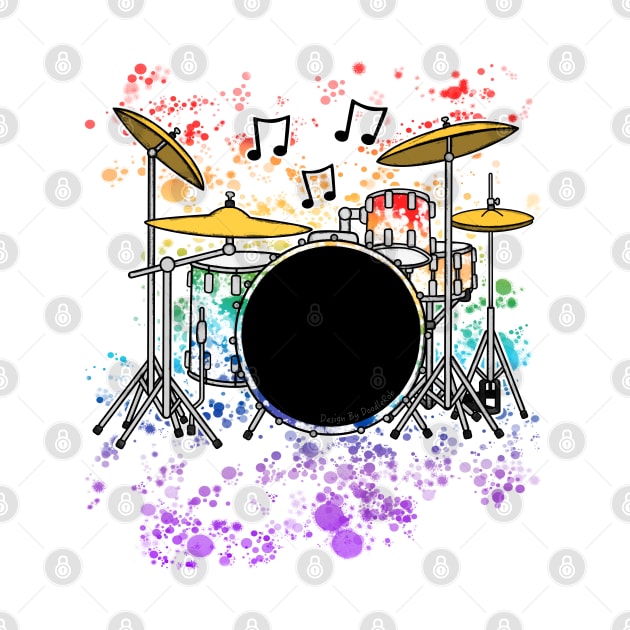 Drum Kit Rainbow Colours Drummer Musician by doodlerob