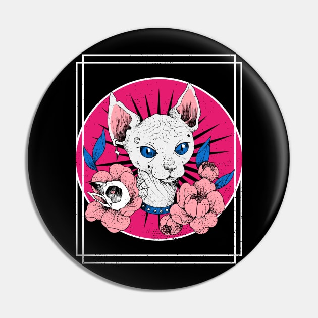 PUNK METALLIC CAT Pin by maggzstyle