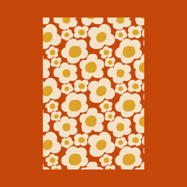 Minimalist groovy floral pattern in brown by Natalisa