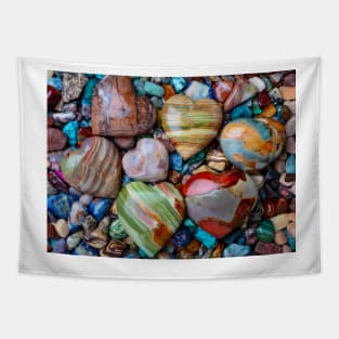 Seven Polished Heart Stones Tapestry
