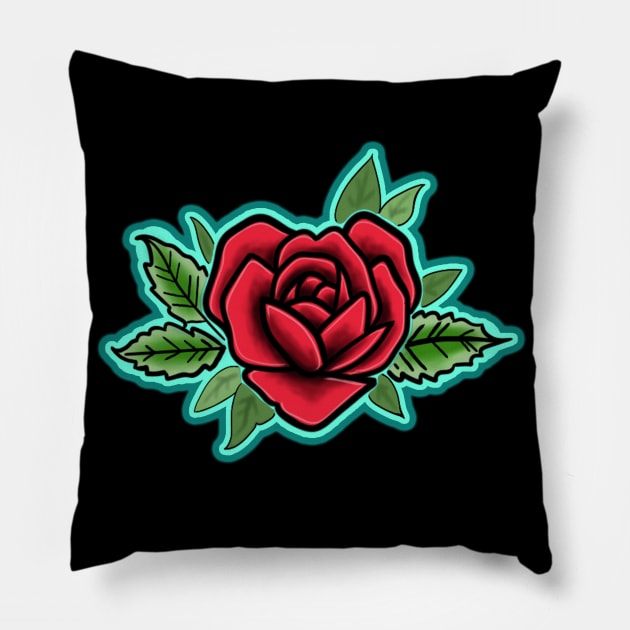 Red heart shaped rose Pillow by Squatchyink