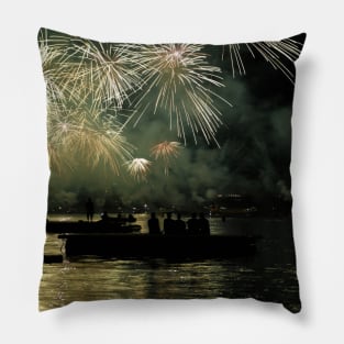 Fireworks Green / Swiss Artwork Photography Pillow