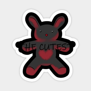 The cutest bunny black and red Magnet