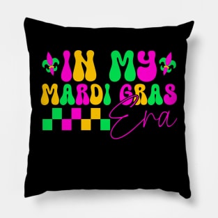 In My Mardi Gras Era Festival Retro Groovy Carnival Holiday Pillow