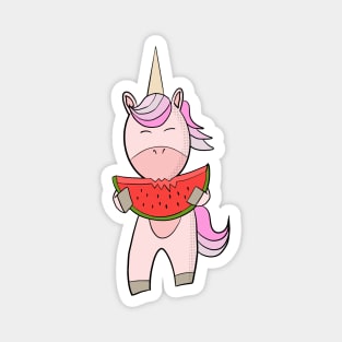 Unicorn eating watermelon Magnet