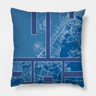 Dubai, UAE City Map Typography - Blueprint Pillow