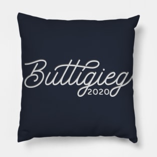 Buttigieg 2020, monoline script text. Pete for America in this presidential race Pillow