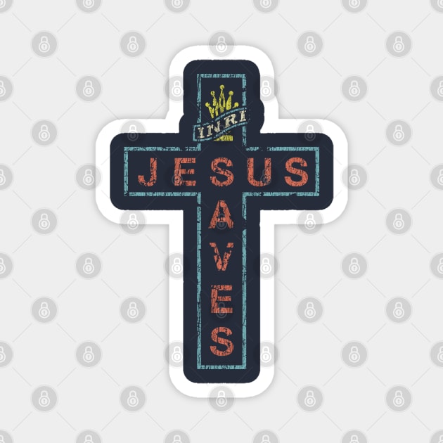 Jesus Saves Cross Sign Magnet by JCD666