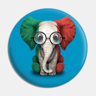 Baby Elephant with Glasses and Italian Flag Pin