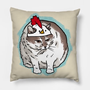 Cat with a Chicken Hat Pillow