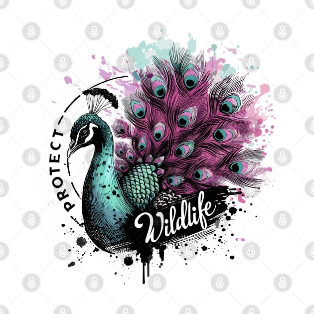 Protect Wildlife - Peacock by PrintSoulDesigns