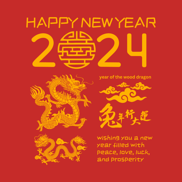 Happy Chinese Lunar New Year 2024 Wood Dragon by soulfulprintss8