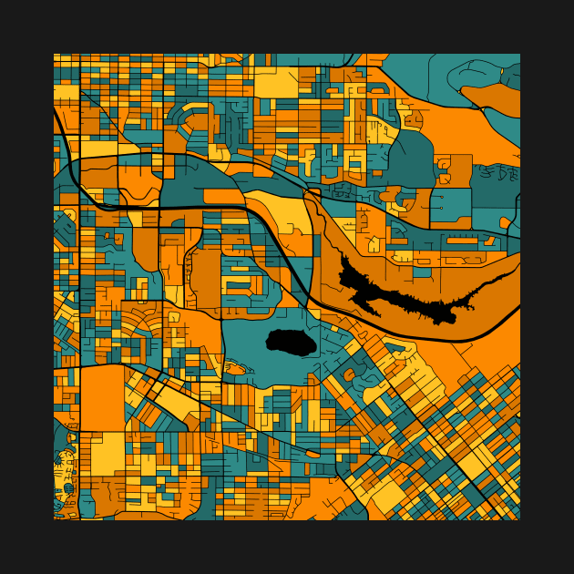 Burnaby Map Pattern in Orange & Teal by PatternMaps