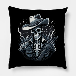 Cowboy Skull with Gun Pillow