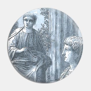 Old Engraving of Roman Poets Virgil and Horace Pin