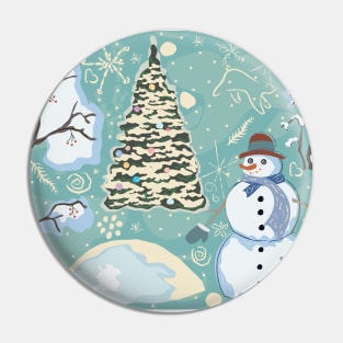 Snowman winter Pattern Pin