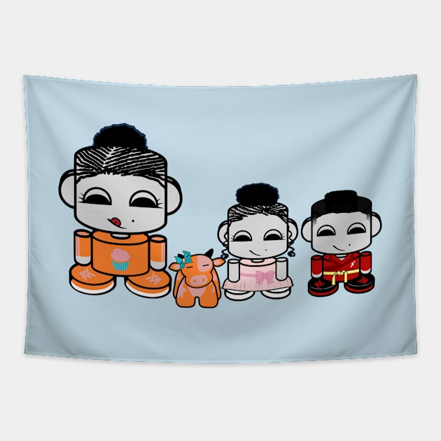 Yum Family: Nom, Jo, Coop & Free O'BABYBOT Toy Robot 2.0 Tapestry by Village Values