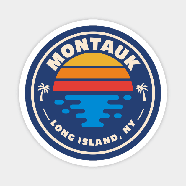 Retro Montauk Long Island New York Vintage Beach Surf Emblem Magnet by Now Boarding