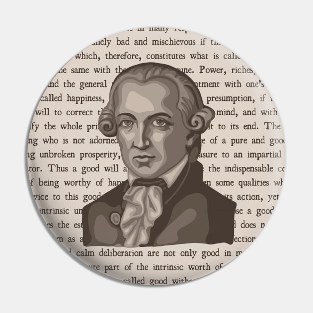 Emmanuel Kant Portrait and Quote Pin by Slightly Unhinged