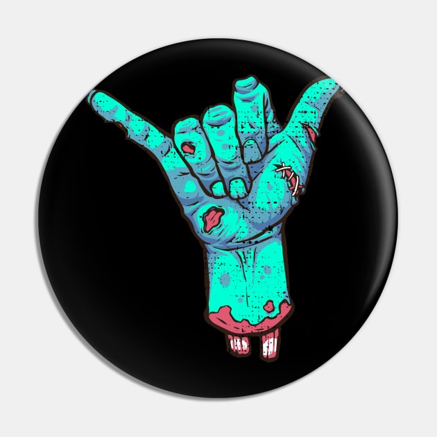 Shaka Zombie Halloween Pin by Dailygrind