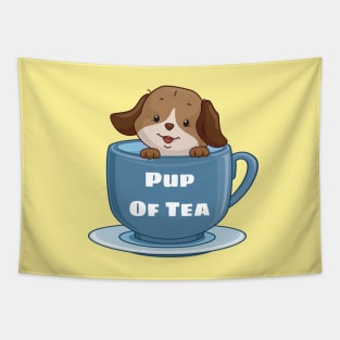 Pup Of Tea - Puppy Pun Tapestry