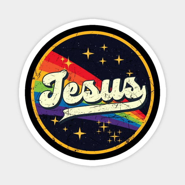 Jesus // Rainbow In Space Vintage Grunge-Style Magnet by LMW Art