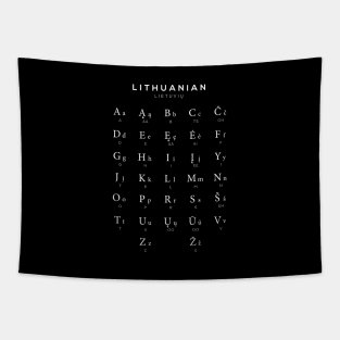 Lithuanian Alphabet Chart, Lithuania Language Chart, Black Tapestry