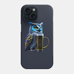 Owl with a beer mug Phone Case