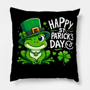 St Patricks Day Frog Face Saint Pattys Paddys Men Women Kids Pillow