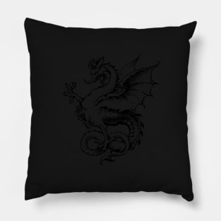 Mythical Cockatrice Old Illustration Pillow
