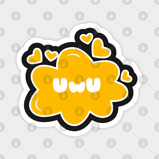 Cute Anime UwU Text Cloud with Hearts Magnet by Silvercrowv1