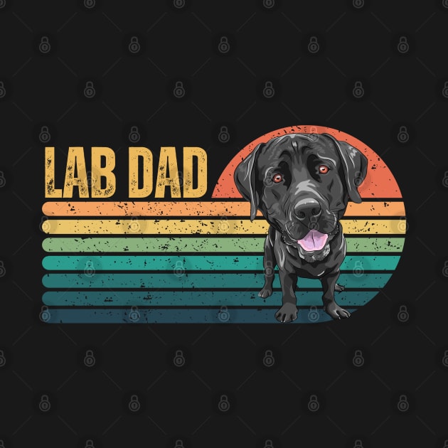 Lab Dad Funny Black Labrador Retriever Dog Lover Retro Sunset by Illustradise