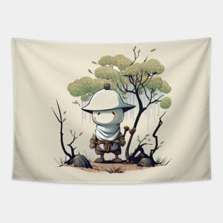 Funny Wandering Ronin through the forest Tapestry