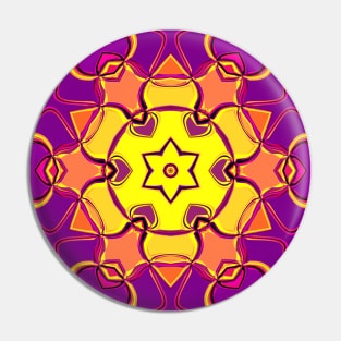 Cartoon Mandala Flower Yellow Purple and Pink Pin