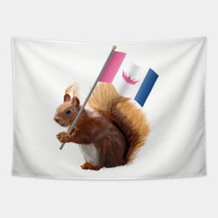 Red Squirrel with a Drag Pride Flag Tapestry