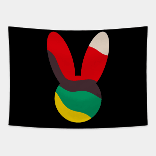 Silhouette of A Rabbit with an Abstract Tapestry