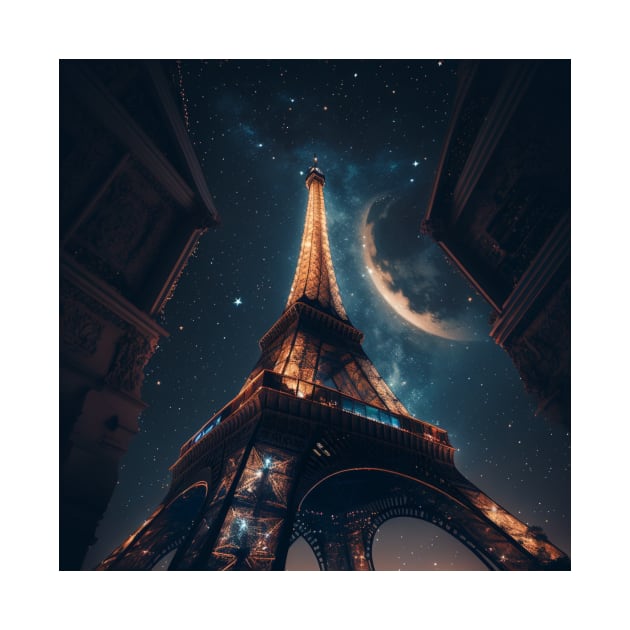 The Eiffel Tower is lit up at night by Artisticwalls