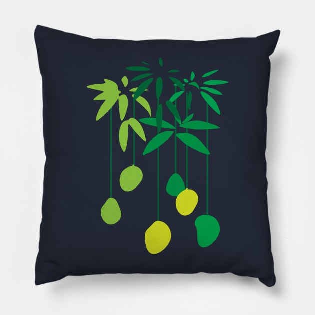 Tropical Mango Fruit Tree Branches Pillow by oknoki