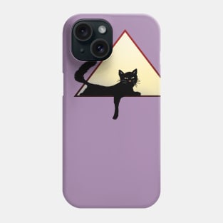 black lounging cat in geometric triangle design art Phone Case