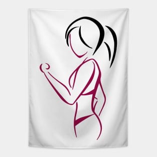 Fitness girl cartoon Tapestry