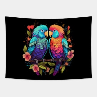 Parakeet Couple Valentine Tapestry