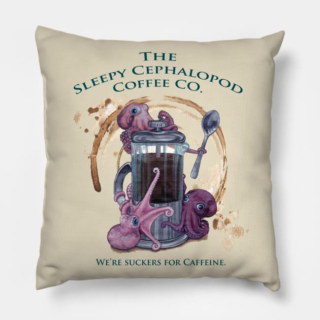 Release the Krak--er, Caffeine! Pillow by ardenellennixon