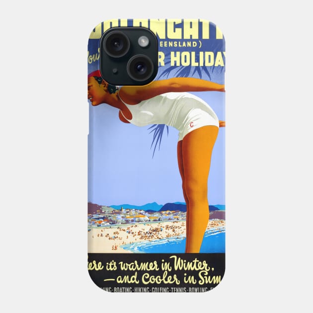 Vintage Travel Poster Coolangatta Australia Phone Case by vintagetreasure