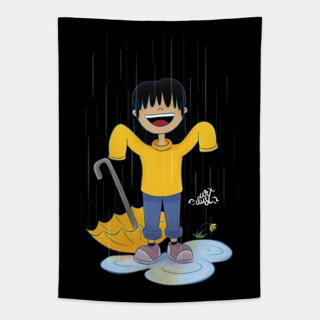 Happy Rain Tapestry by Sketchbook ni Abi