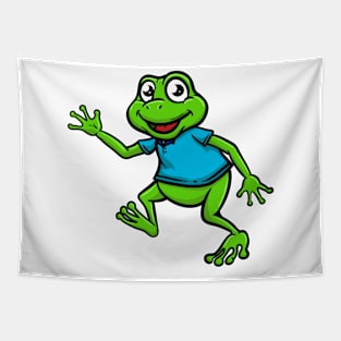 Cute Anthropomorphic Human-like Cartoon Character Frog in Clothes Tapestry