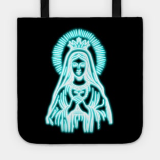 Blue Neon Virgin Mary Tote