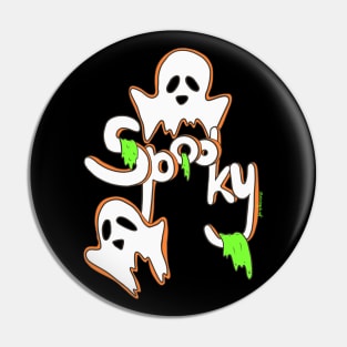 Spooky Orange Ghosts on black background Pin