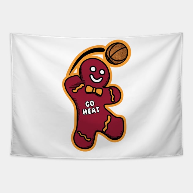 Miami Heat Gingerbread Man Tapestry by Rad Love