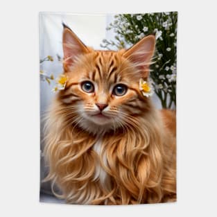 Long haired Cat Kitten meme Tapestry